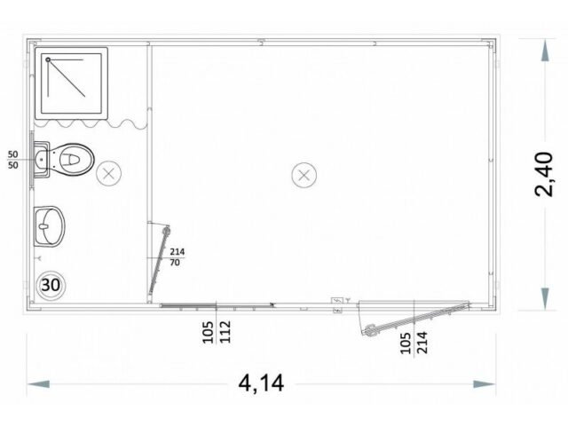 Box prefabbricati 4 metri Con Bagno e Doccia