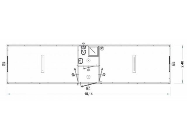 Box prefabbricati con wc, lavabo e doccia, servizio centrale 10 metri – L1