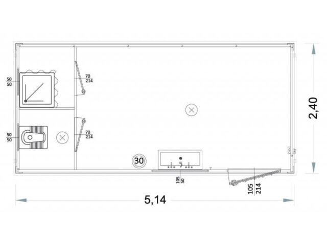 Box prefabbricati con wc, lavabo e doccia, servizi separati 5 metri – P1