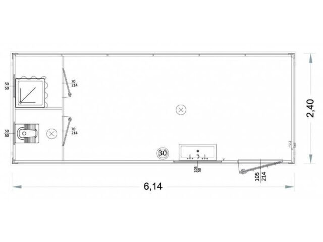Box prefabbricati con wc, lavabo e doccia, servizi separati 6 metri – P1