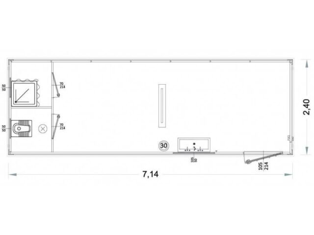Box prefabbricati con wc, lavabo e doccia, servizi separati 7 metri – P1