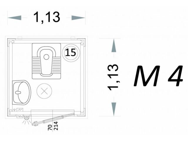 Cabina prefabbricata uso bagno 1 metro – M4 – C1