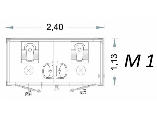 Cabina prefabbricata uso bagno 2 metri – M1 – C2 – Box prefabbricato