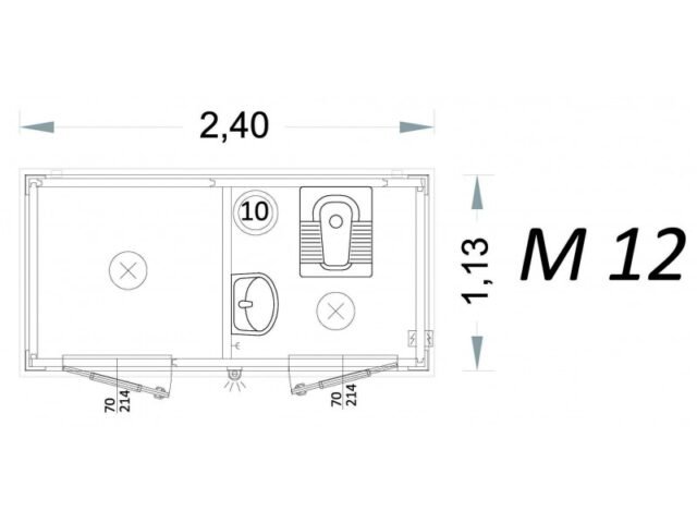Cabina prefabbricata uso bagno 2 metri – M12 – C2