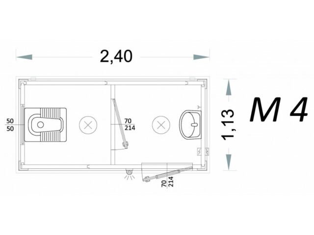 Cabina prefabbricata uso bagno 2 metri – M4 – C2