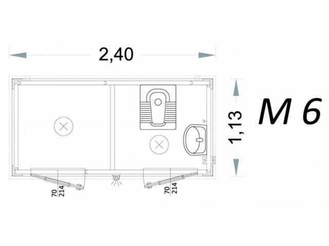 Cabina prefabbricata uso bagno 2 metri – M6 – C2