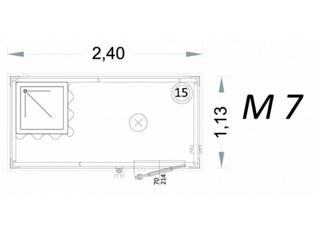 Cabina prefabbricata uso doccia 2 metri – M7 – C2 – Box prefabbricato