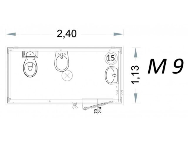 Cabina prefabbricata uso bagno 2 metri – M13 – C2