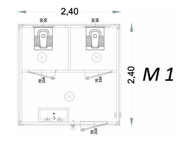 Cabina prefabbricata uso bagno 2 metri – M1 – C3