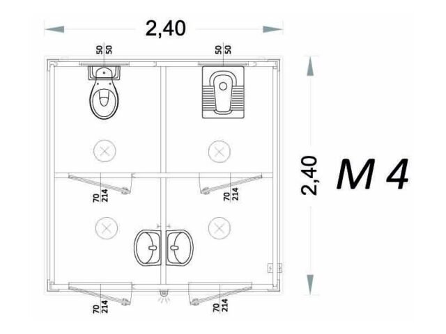 Cabina prefabbricata uso bagno 2 metri – M4 – C3