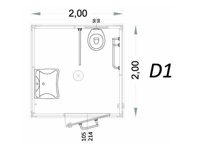 Monoblocco per disabili – 2 metri – D1 – Box prefabbricato