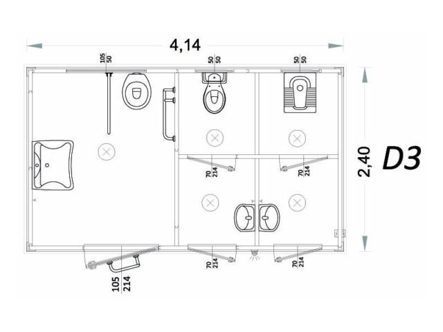 Bagno per disabili – 4 metri – D3 – Box prefabbricato